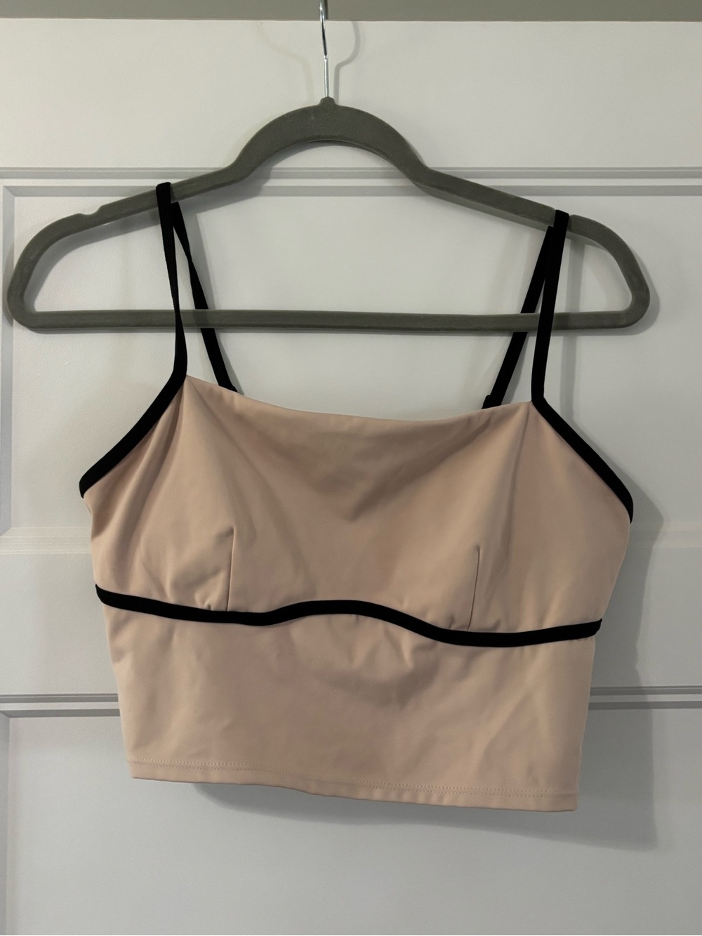 JoyLab Nude Bandeau Crop Top with Black Trim